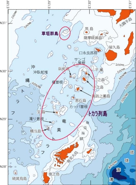 トカラ列島クルーズトラベルルート図