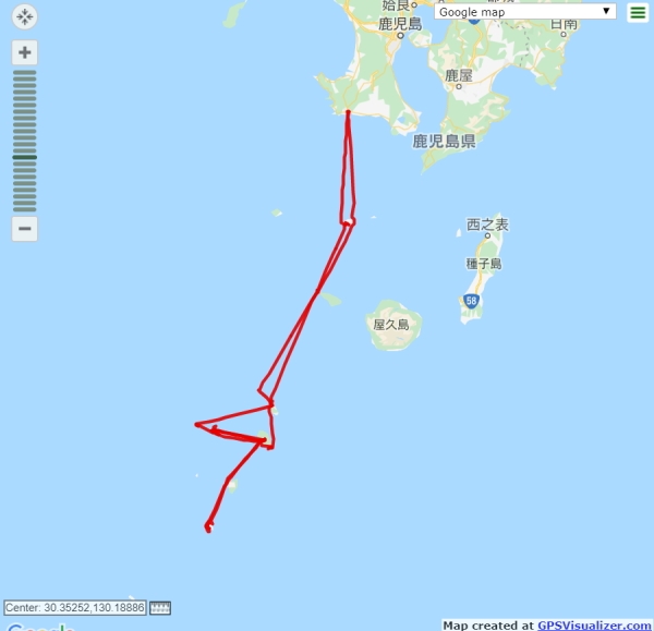 トカラ列島クルーズトラベルルート図